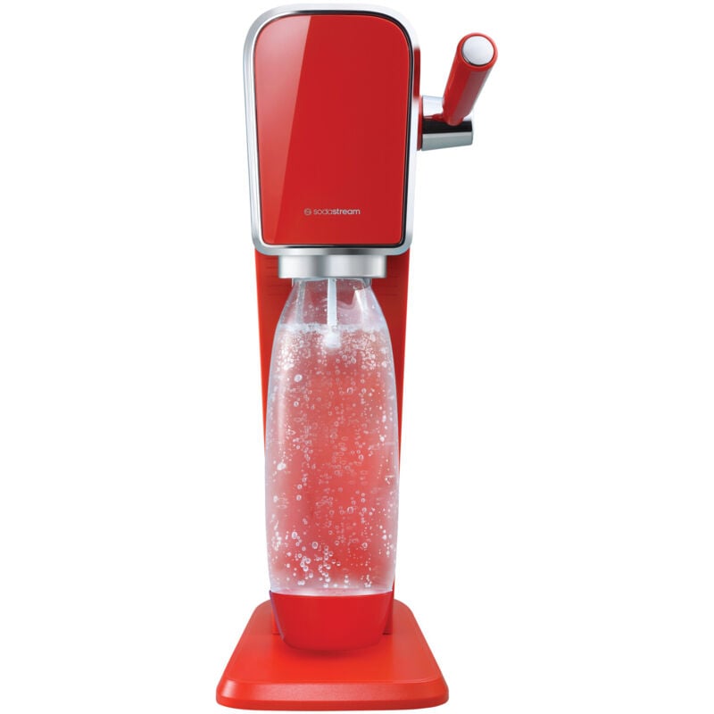 foto del prodotto gasatore art con bottiglia in pet lavabile in lavastoviglie e cilindro con attacco rapido cqc corallo sodastream