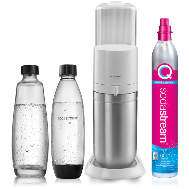 foto del prodotto gasatore sodastream duo bianco con due bottiglie
