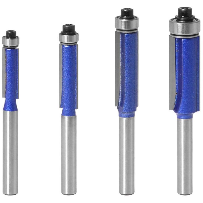 foto del prodotto gasea fresa per falegnameria, 4 pezzi, 6.35 mm, gambo migliorato da 6.35 mm, fresa per falegnameria, con cuscinetto superiore da 6.35 mm, 7.96 mm,