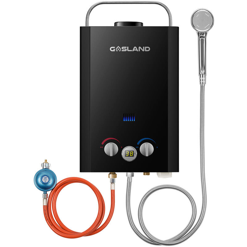 foto del prodotto gasland scaldabagno a gas propano butano 6l min, scaldabagno istantaneo a gas nero 11kw be158b de 50mbar