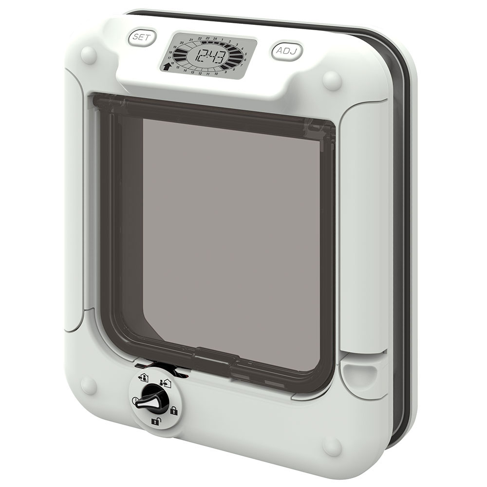 foto del prodotto gattaiola cat mate con microchip 360w adattatore per pareti e porte a vetri senza gattaiola 