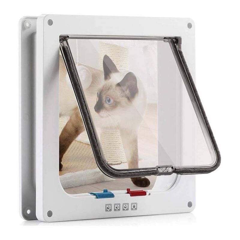 foto del prodotto gattaiola con 4 vie magnetiche, m bianca per gatti e cani di piccola taglia, 19,2 x 20 x 5,3 cm, comoda per l installazione manuale. gattaiole e porte