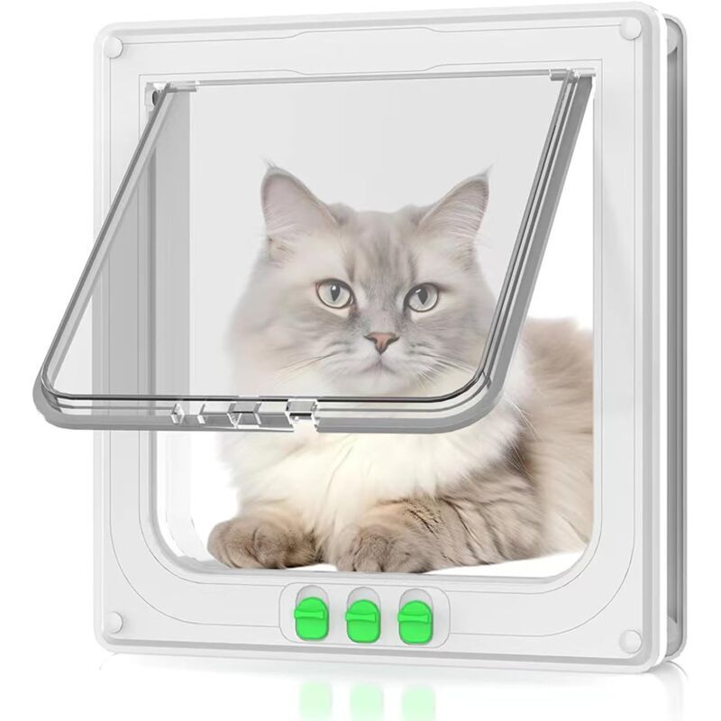 foto del prodotto gattaiola, gattaiola con 4 chiusure 25 23,5 5,5 cm, gattaiola per gatti e cani, porta per animali domestici, per gatti e cani di piccola taglia,