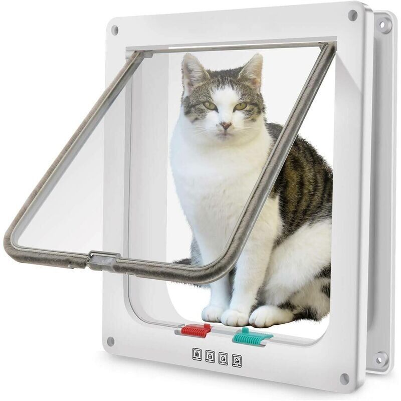 foto del prodotto gattaiola grande dimensioni esterne 28 cm x 24,9 cm , gattaiola con 4 modalit di bloccaggio per gatti e cani di piccola taglia con circonferenza di