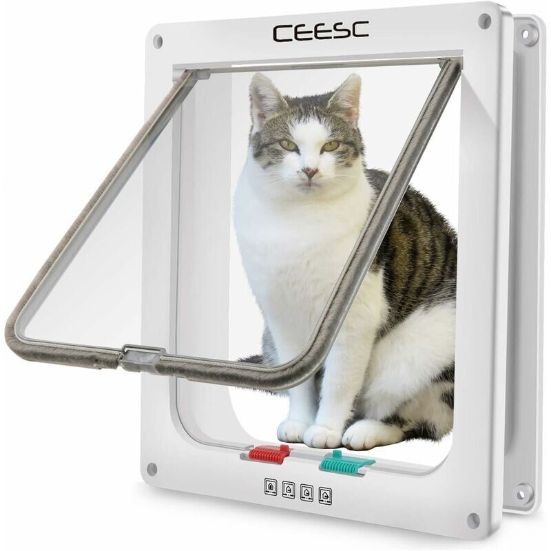 foto del prodotto gattaiola impermeabile con chiusura a torsione a 4 vie, facile da installare per gatti e cani di piccola taglia 28 x 24,9 cm 
