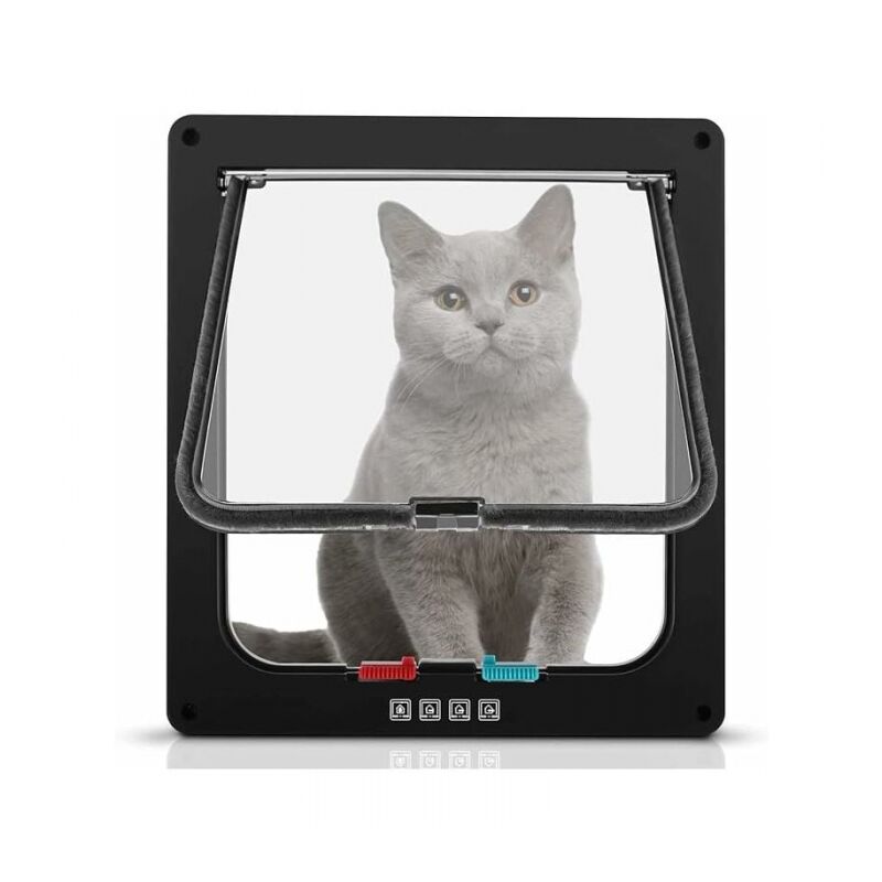 foto del prodotto gattaiola nera con 4 vie magnetiche, porta per animali domestici per gatti e cani di piccola taglia, porta per gatti con tunnel, l