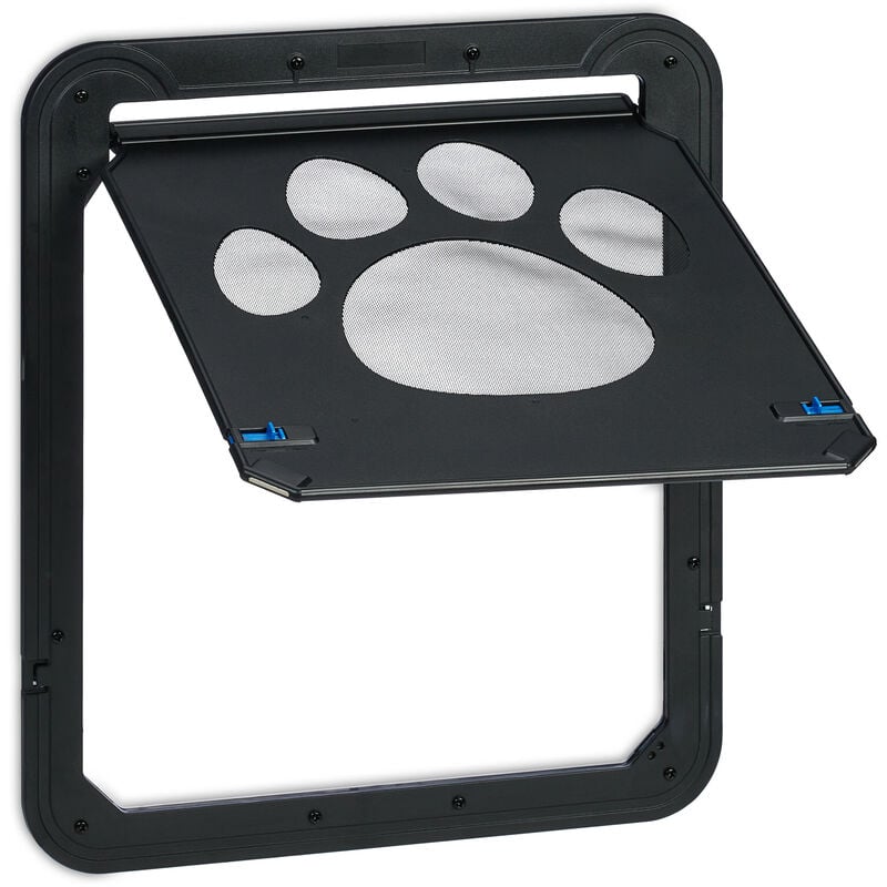 foto del prodotto gattaiola per gatti e cani di grande taglia, porticina per zanzariera con magnete, hxl 42x37 cm, nero relaxdays