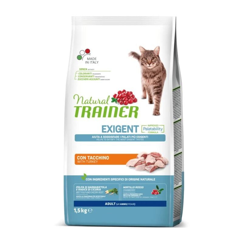 foto del prodotto gatto adult exigent 1,5 kg tacchino trainer