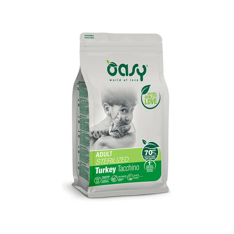 foto del prodotto gatto adult sterilized con tacchino da 300 gr oasy