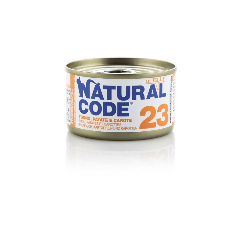 foto del prodotto gatto adulto, in lattina 85gr 23 tonno patate e carote in jelly natural code