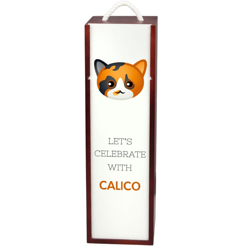 foto del prodotto gatto kaliko scatola per vino con grafica e scritta di art dog