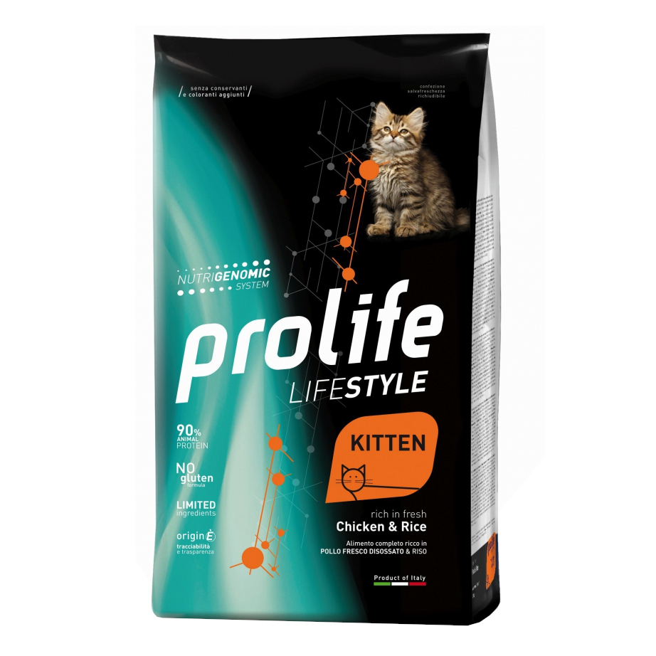 foto del prodotto gatto life style kitten pollo riso prolife size 400 gr