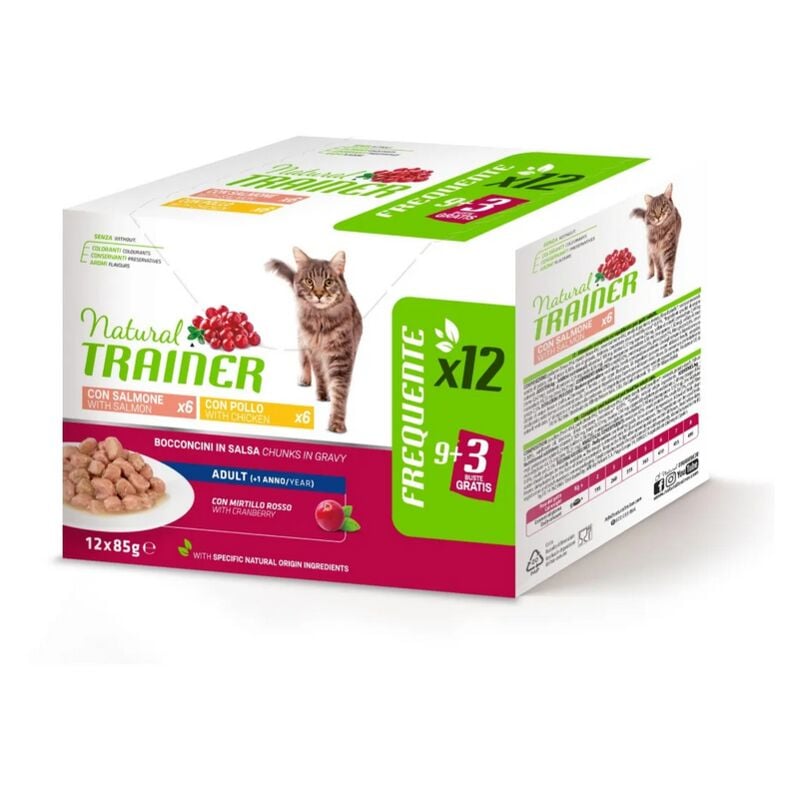 foto del prodotto gatto natural trainer 12x85gr salmone pollo
