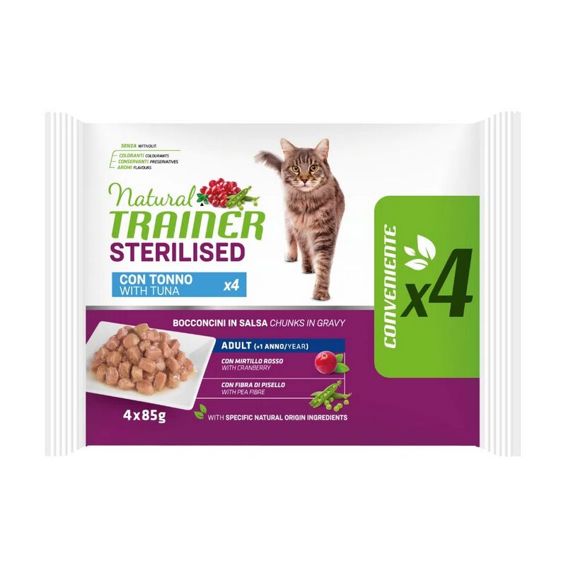 foto del prodotto gatto - natural trainer flowpack sterilised tonno 4x85gr