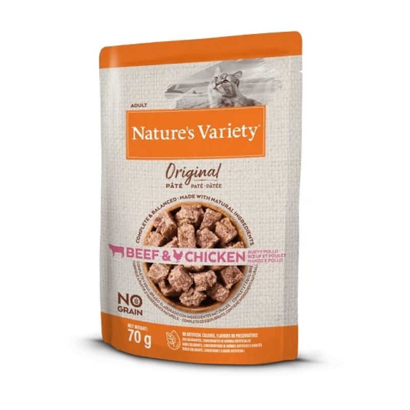 foto del prodotto gatto nature s variety original 70gr manzo pollo