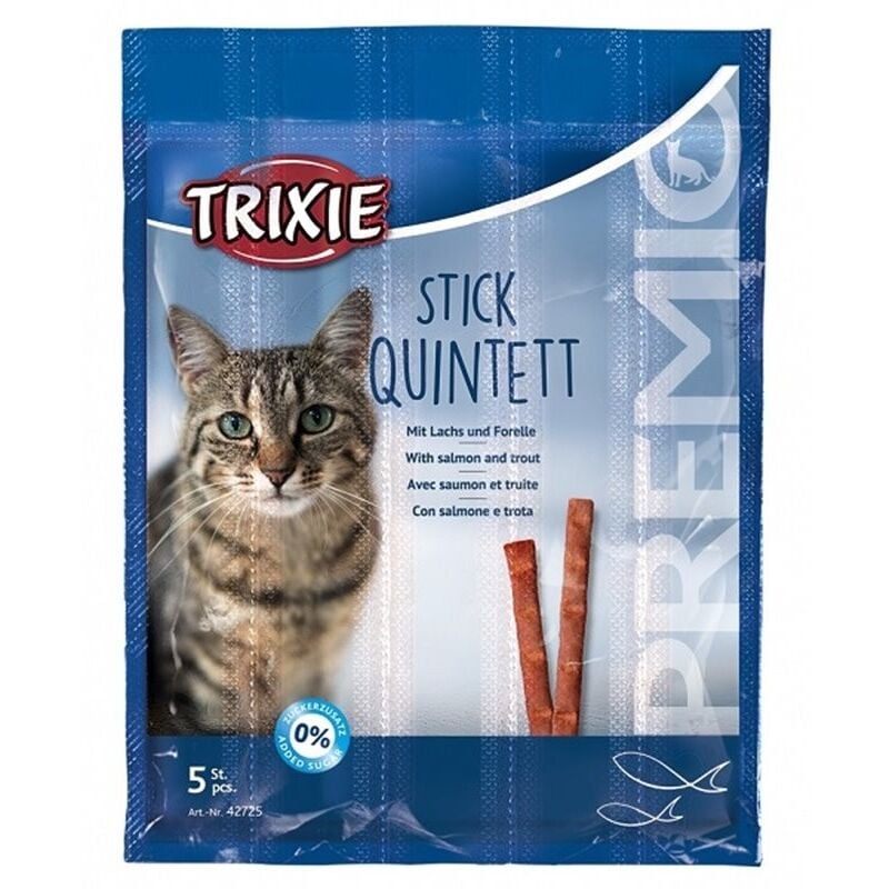 foto del prodotto gatto premio stick quintett 5 x 5gr salmone e trota trixie