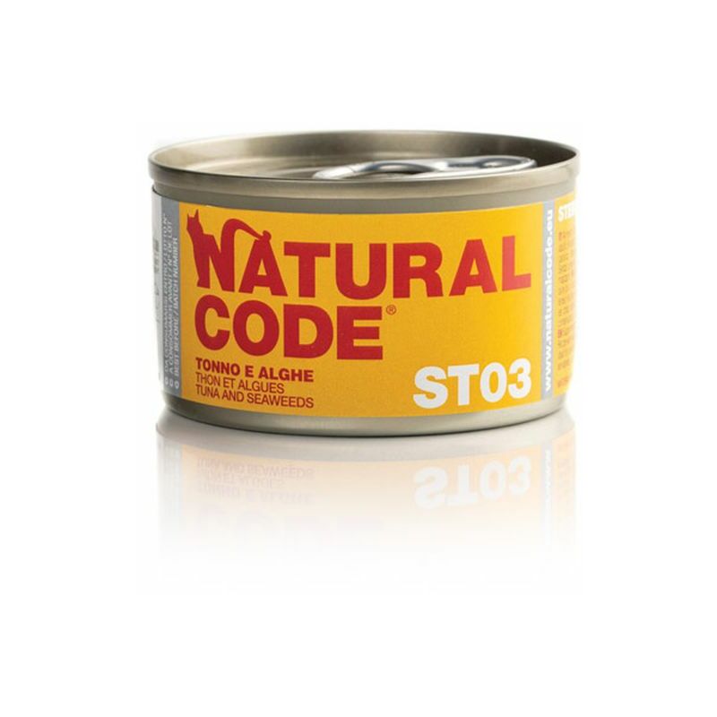 foto del prodotto gatto sterilizzato lattina 85gr tonno e alghe natural code