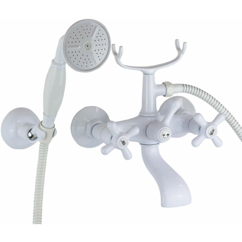 foto del prodotto gattoni rubinetteria gruppo vasca esterno con set doccia in colore bianco lucido gattoni calypso 115015001 bianco con set doccia