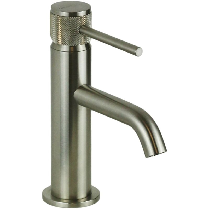 foto del prodotto gattoni rubinetteria miscelatore lavabo colore acciaio spazzolato con maniglia lusso gattoni beta 2482 24ns senza piletta di scarico acciaio