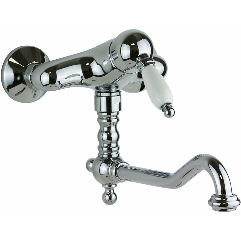 foto del prodotto gattoni rubinetteria - miscelatore lavello cucina a parete in colore cromo con bocca di erogazione lunga gattoni orta old 2762/27c0.old cromo