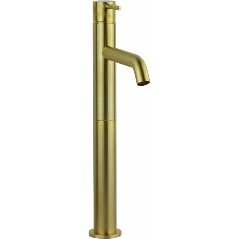 foto del prodotto gattoni rubinetteria miscelatore per lavabo alto colore oro spazzolato gattoni easy 2384 23sg senza piletta di scarico oro spazzolato