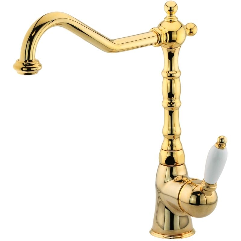 foto del prodotto gattoni rubinetteria miscelatore per lavello cucina stile retr con canna girevole colore oro gattoni orta re135d0 oro