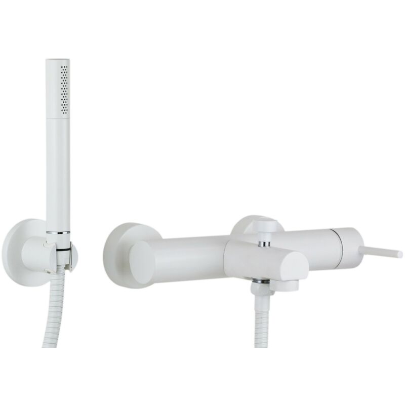 foto del prodotto gattoni rubinetteria miscelatore vasca esterno bianco opaco gattoni easy 2201 22bo bianco opaco con set doccia