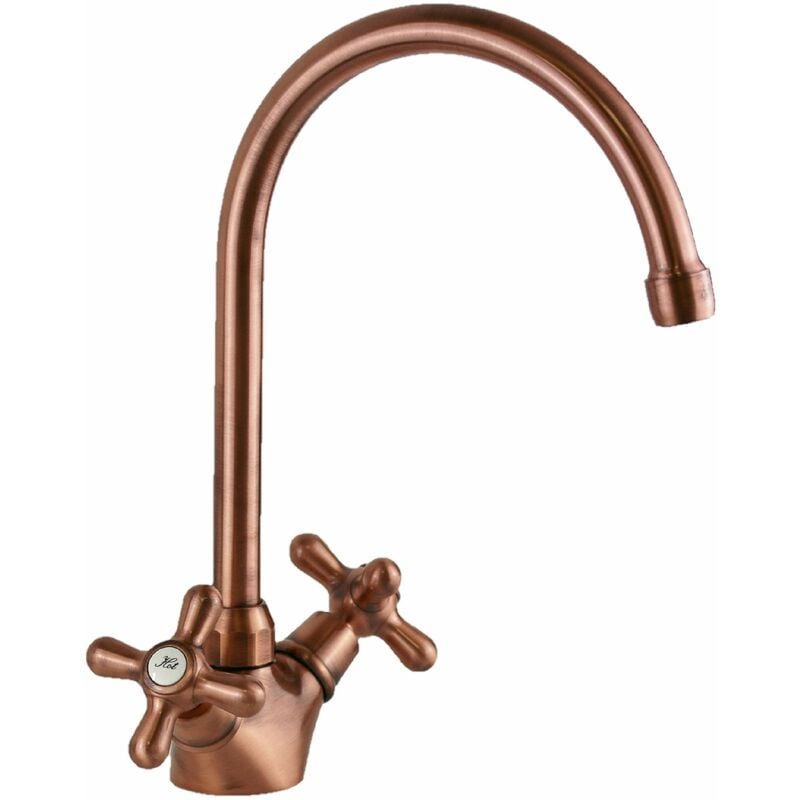 foto del prodotto gattoni rubinetteria - rubinetto cucina in colore rame antico doppia maniglia gattoni 5692 rer0 rame antico