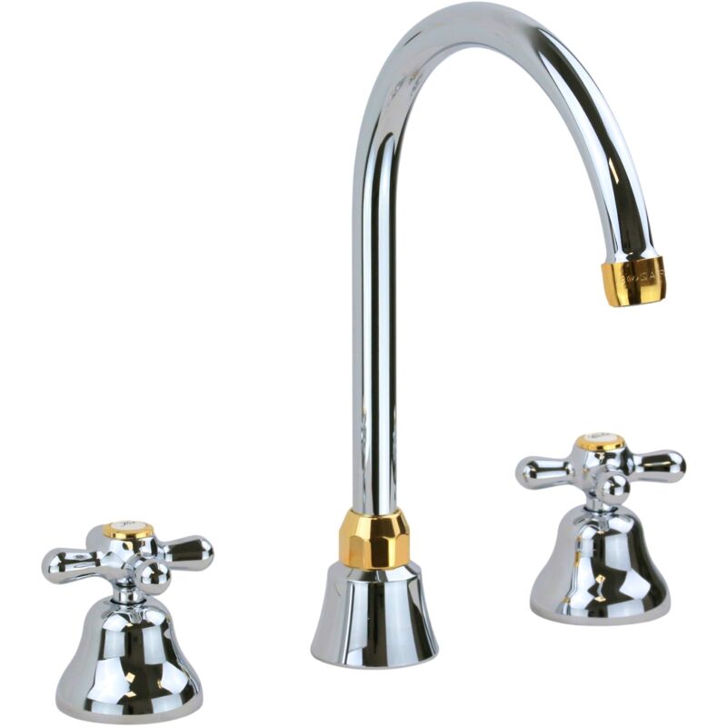 foto del prodotto gattoni rubinetteria rubinetto lavabo 3 fori canna alta in colore cromo oro gattoni calypso 1109350cd cromo oro