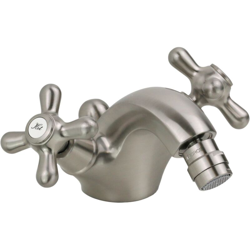 foto del prodotto gattoni rubinetteria rubinetto monoforo per bidet doppia leva in colore acciaio anticato gattoni calypso 5931 rea0 acciaio spazzolato