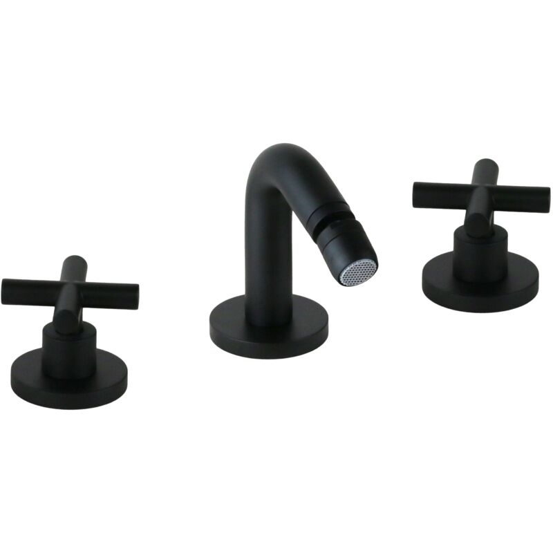 foto del prodotto gattoni rubinetteria rubinetto per bidet a tre fori in colore nero opaco con canna fissa gattoni taolos 1520515no nero opaco