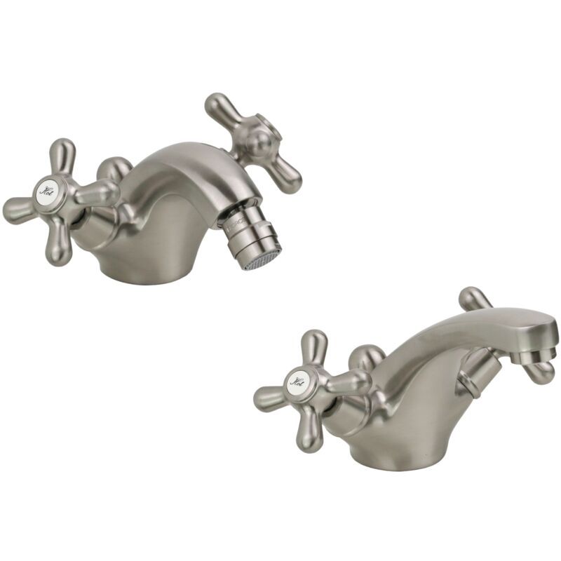 foto del prodotto gattoni rubinetteria set rubinetti per lavabo e bidet doppia leva in acciaio antico gattoni calypso kitcaly1a0