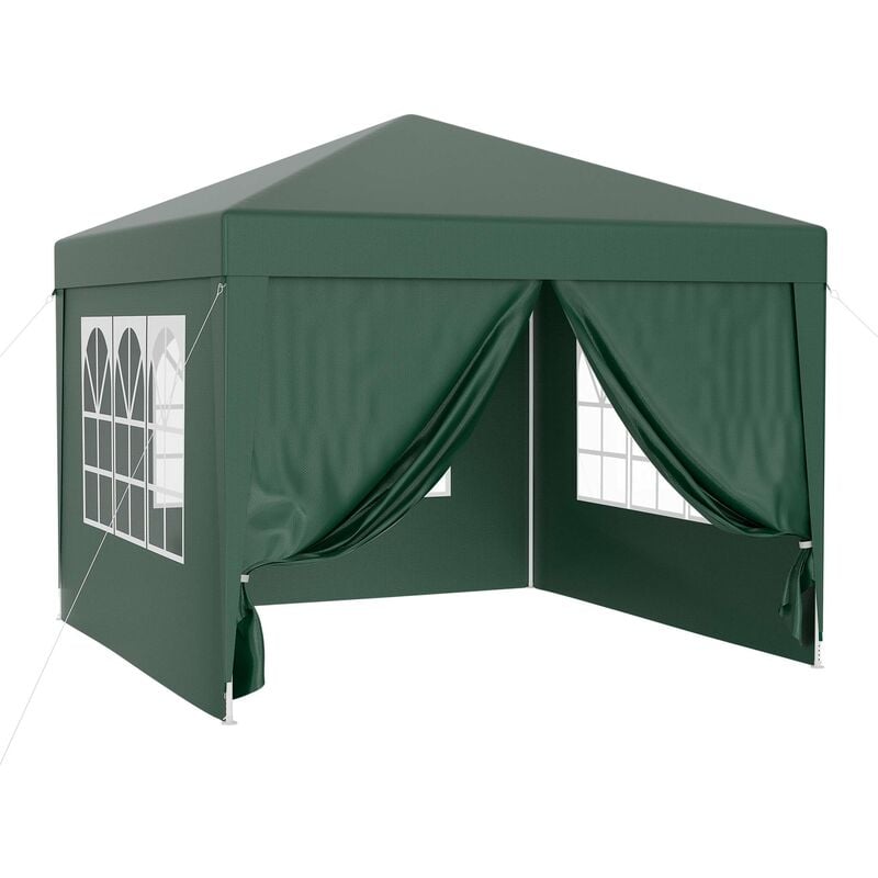 foto del prodotto gazebo 3 x 3 m in verde con protezione uv 50 , tendone da giardino con pareti laterali rimovibili, tenda da festa con finestre, ad esempio per