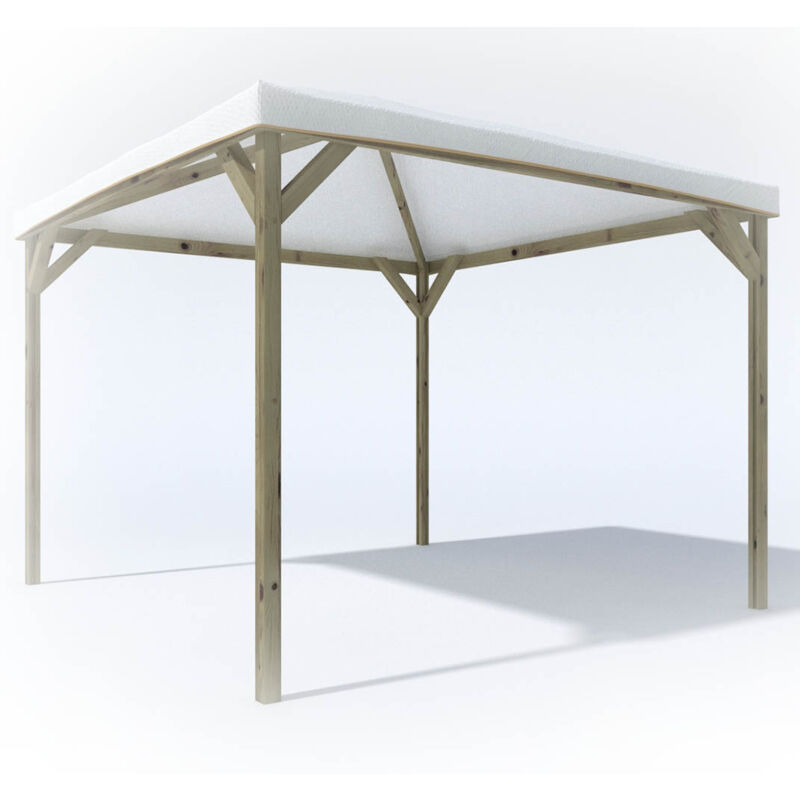 foto del prodotto gazebo 300x300 cm in legno di conifera impregnato in autoclave con copertura pvc balcone terrazzo giardino.