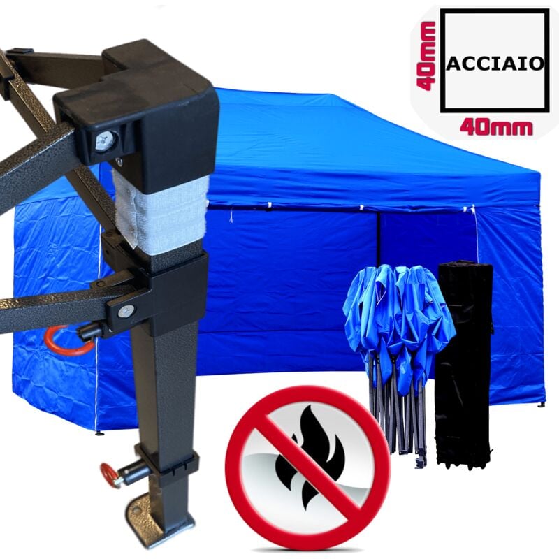 foto del prodotto gazebo 3x4,5 m bianco pieghevole alluminio portatile estendibile richiudibile estensibile acciaio per fiere eventi stand chiosco tenda tendone