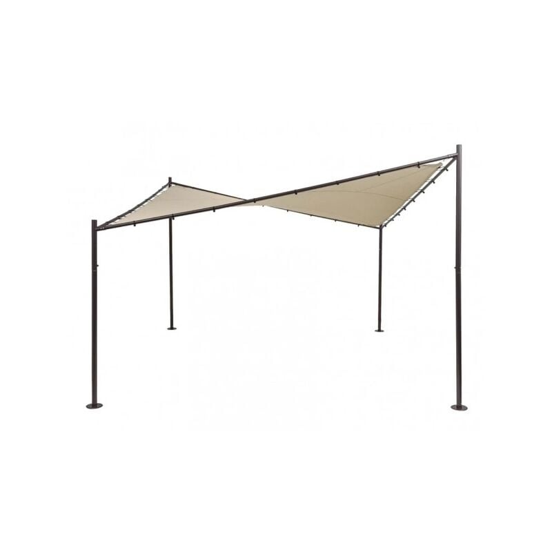 foto del prodotto gazebo a vela eraclito con struttura in metallo grigio e telo di copertura beige mt.3,5x3,5