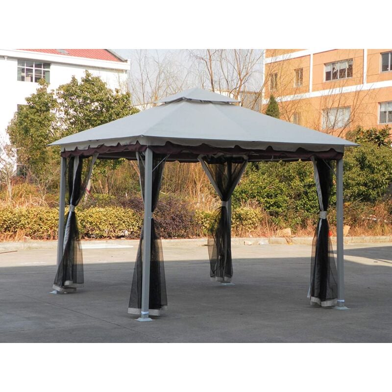 foto del prodotto gazebo acciaio smeralda cm.300x300x270h con teli zanzariera arredo giardino salone