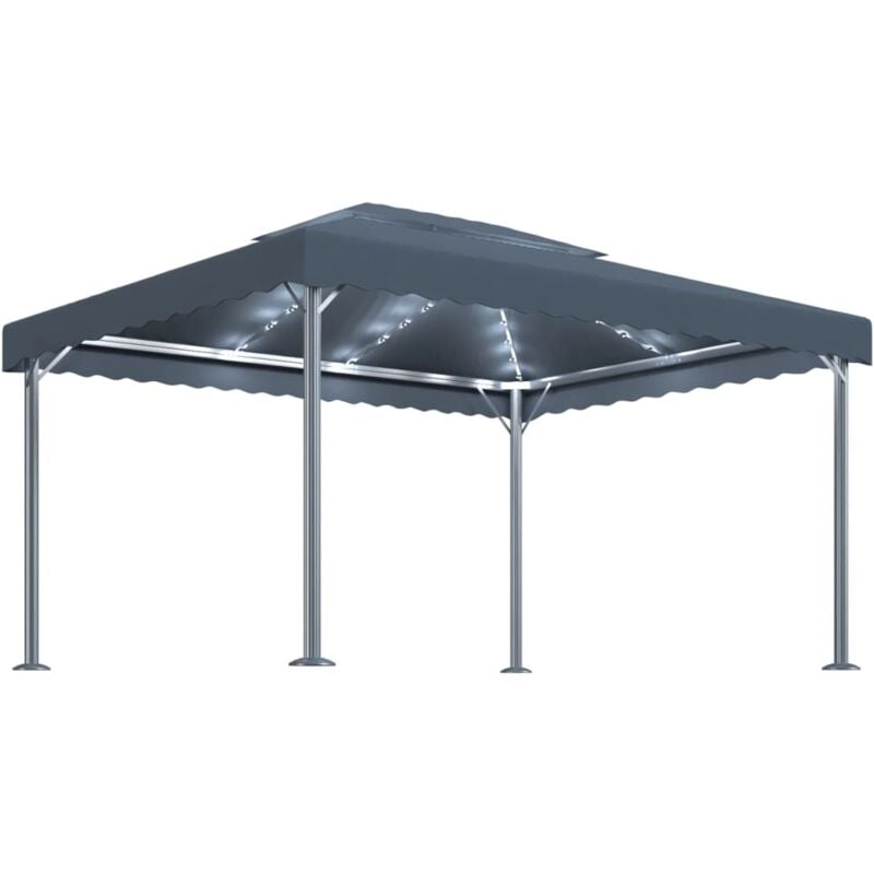 foto del prodotto gazebo con pareti e luci led 400x300 cm antracite in alluminio vidaxl