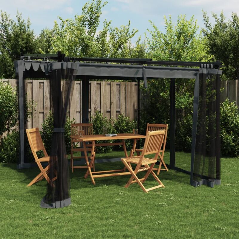 foto del prodotto gazebo con pareti in rete antracite 3x3 m in acciaio vidaxl