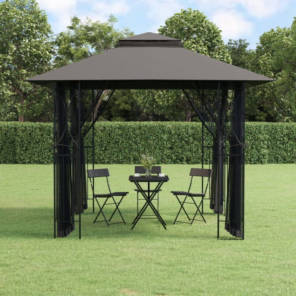foto del prodotto gazebo con pareti laterali antracite 300x300x270 cm acciaiocod mxl 117446