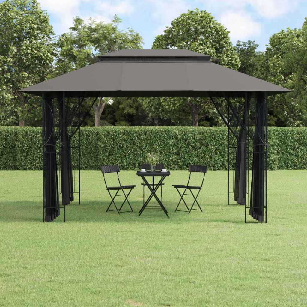 foto del prodotto gazebo con pareti laterali antracite 400x300x270 cm acciaiocod mxl 93483