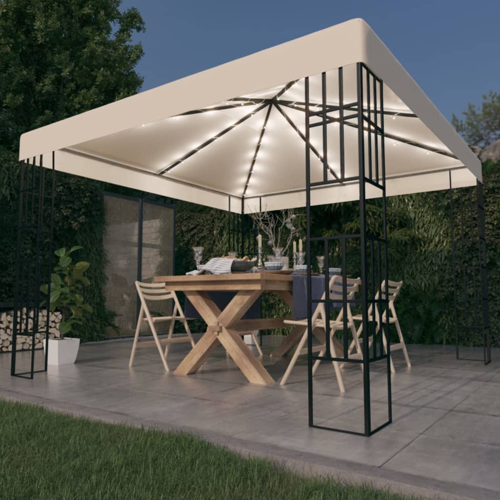 foto del prodotto gazebo con stringa di luci led 3x3 m crema cod mxl 66089