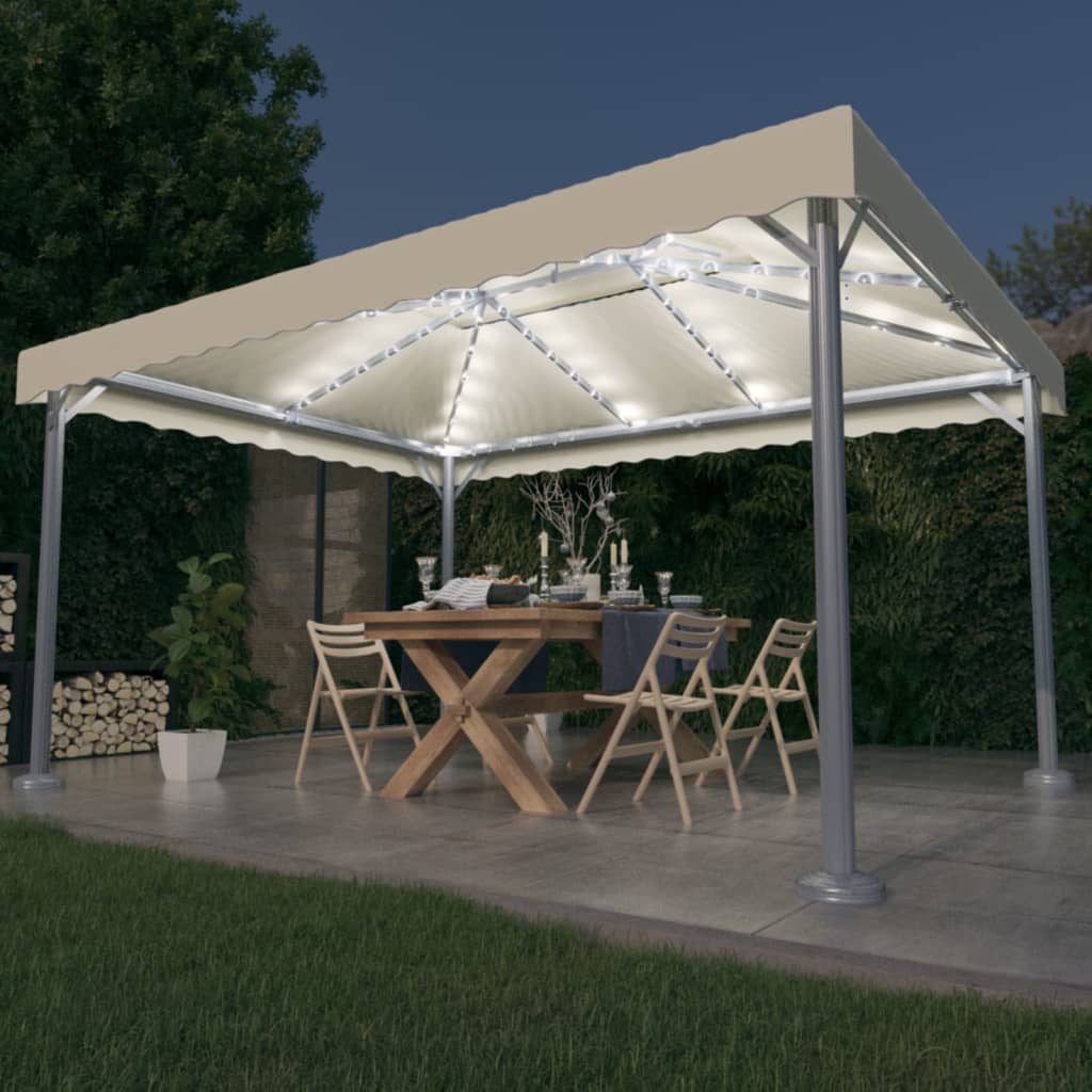 foto del prodotto gazebo con stringa di luci led 400x300 cm crema in alluminio