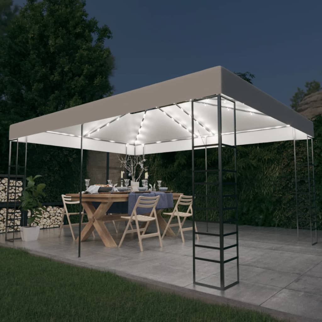 foto del prodotto gazebo con stringa di luci led 4x3x2,7 m bianco