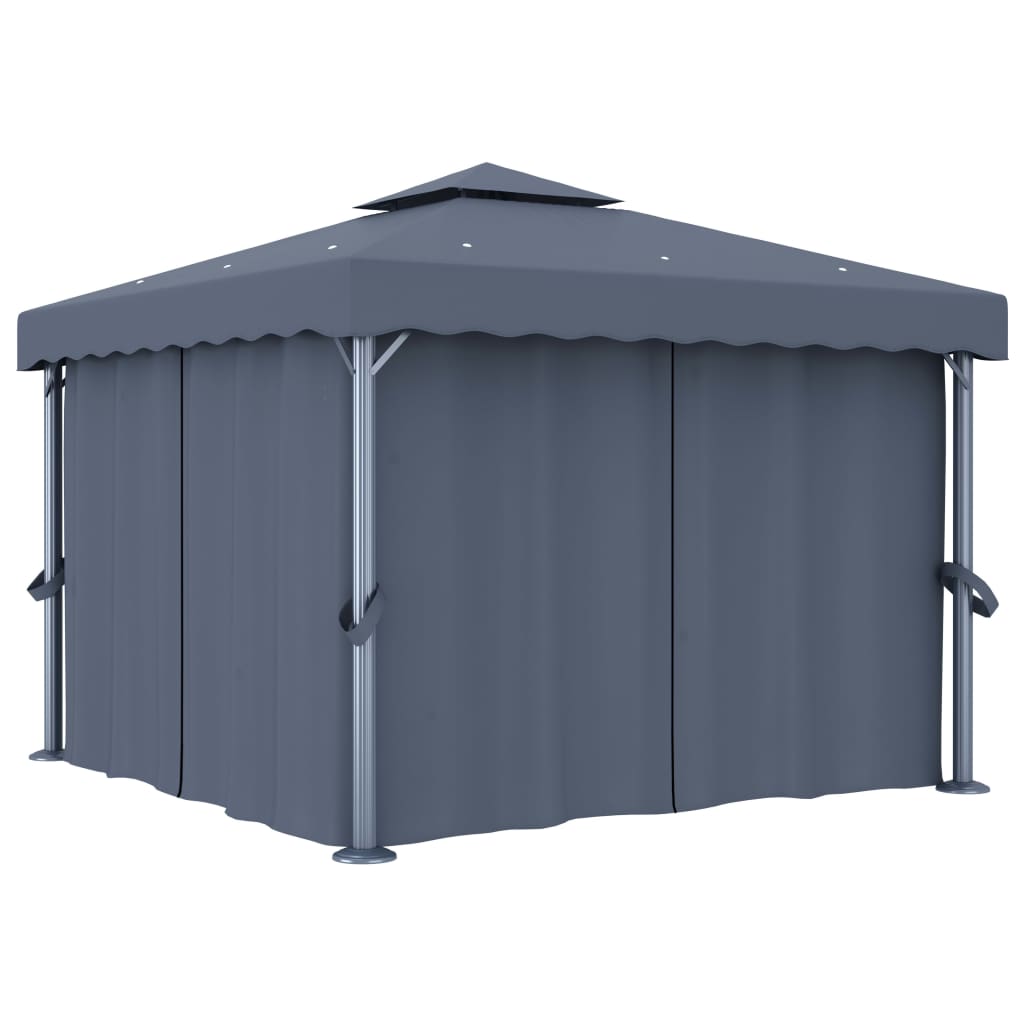 foto del prodotto gazebo con tende 3x3 cm antracite alluminio cod mxl 66140