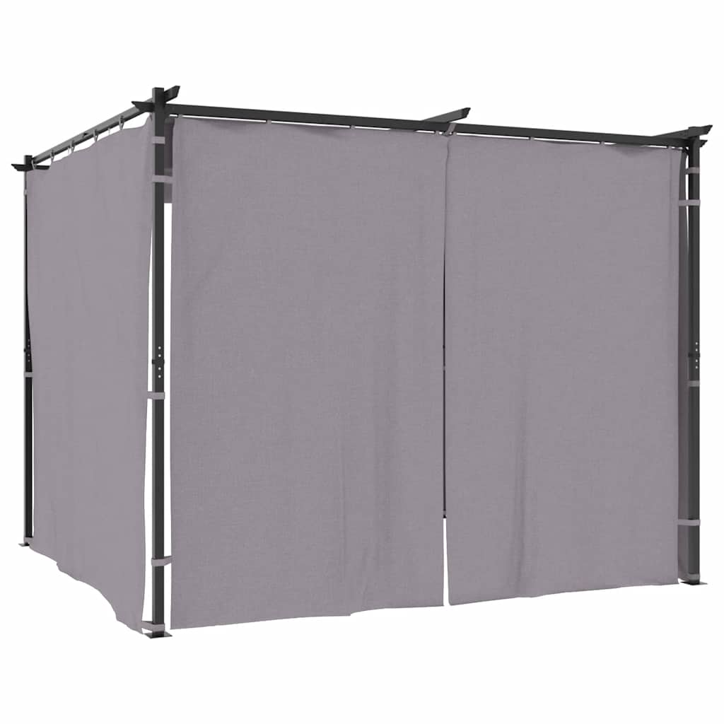 foto del prodotto gazebo con tende 3x3 cm antracite in acciaio cod mxl 52770