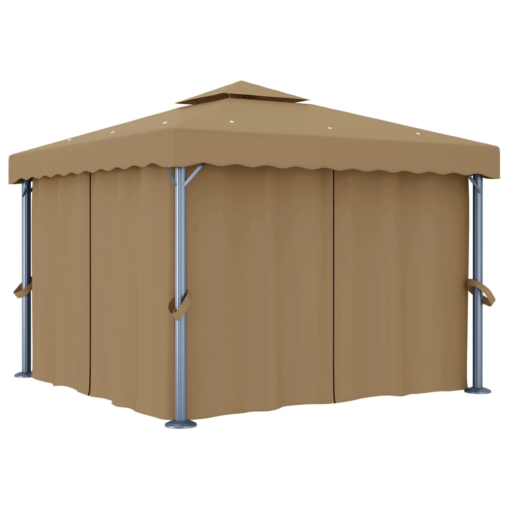 foto del prodotto gazebo con tende 3x3 cm grigio talpa in alluminio