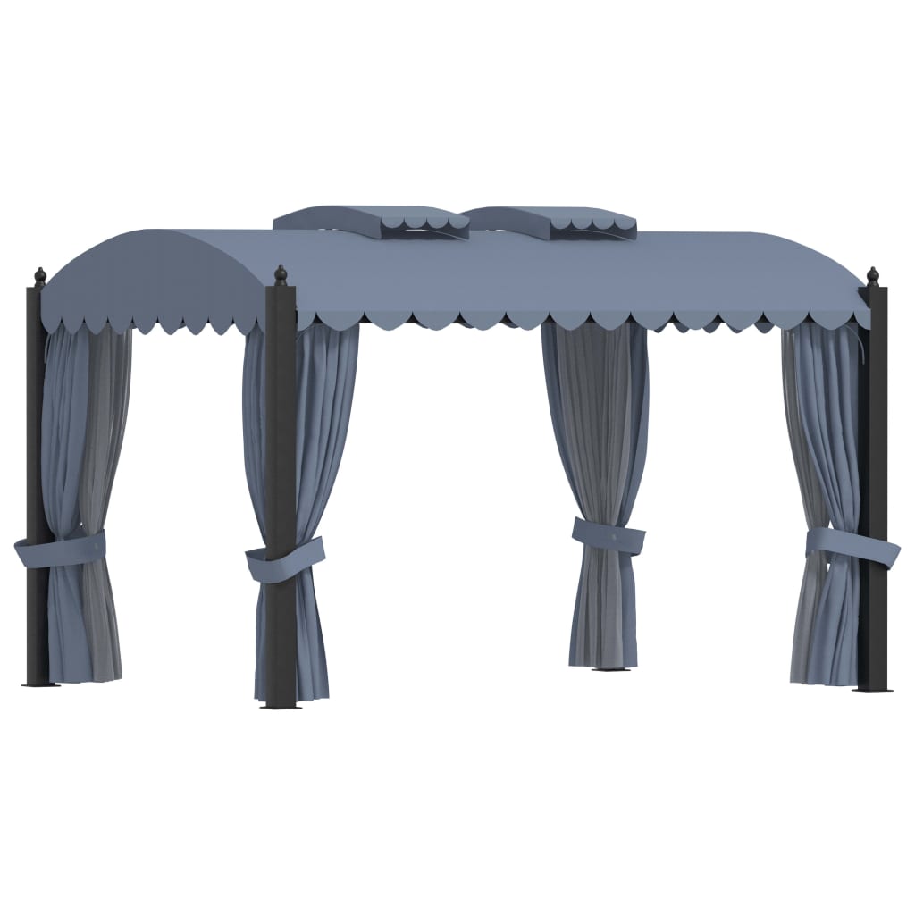 foto del prodotto gazebo con tende 3x4 cm antracite in acciaio