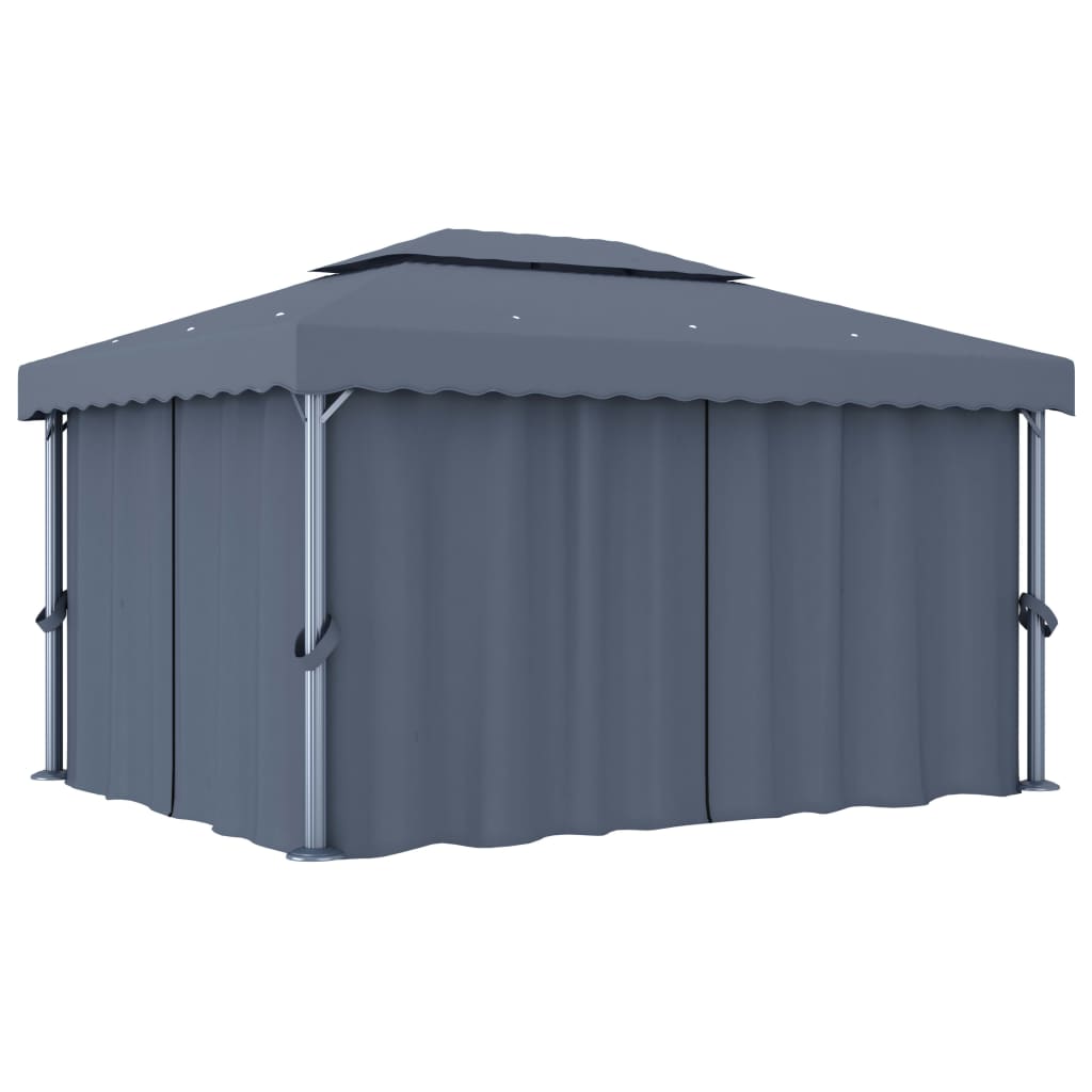 foto del prodotto gazebo con tende 4x3 cm antracite alluminio