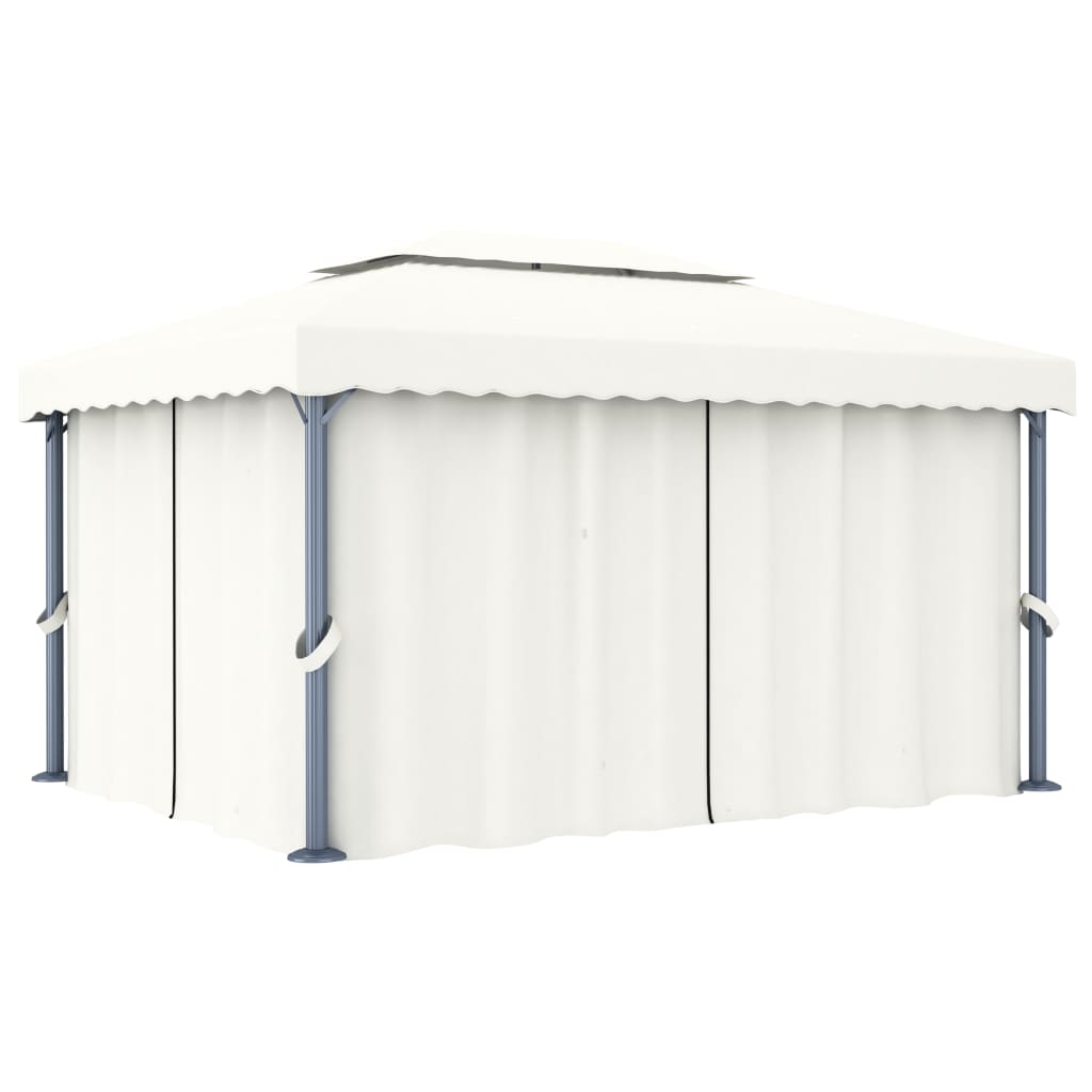 foto del prodotto gazebo con tende 4x3 cm bianco crema alluminio cod mxl 66202